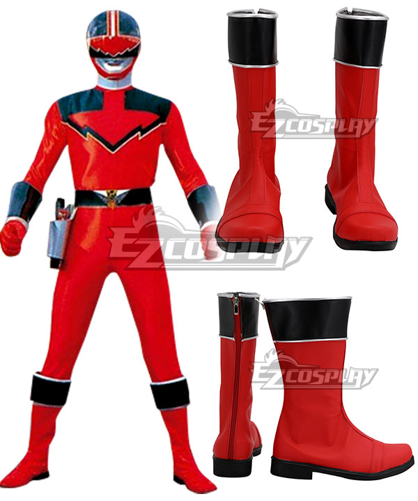 Power Rangers Time Force Quantum Ranger Red Shoes Cosplay Boots