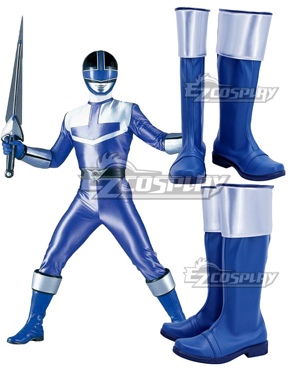 Power Rangers Time Force Time Force Blue Blue Shoes Cosplay Boots