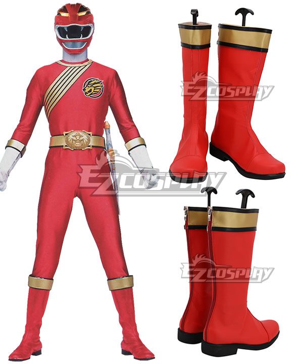 Power Rangers Wild Force Red Wild Force Ranger Red Shoes Cosplay Boots