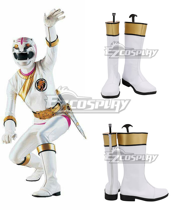 Power Rangers Wild Force White Wild Force Ranger White Shoes Cosplay Boots