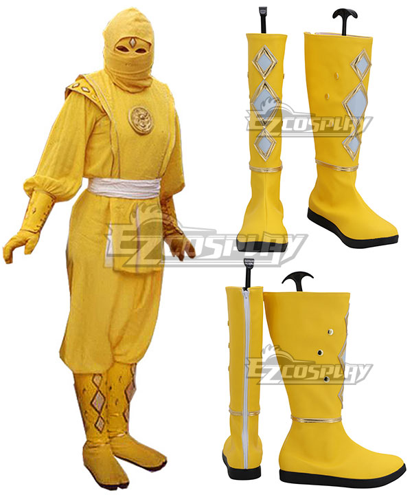 Power Rangers Yellow Ninjetti Ranger Yellow Shoes Cosplay Boots