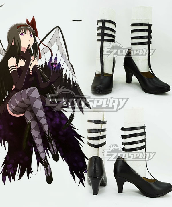 Puella Magi Madoka Magica Devil Homura Akemi Halloween Black Cosplay Shoes