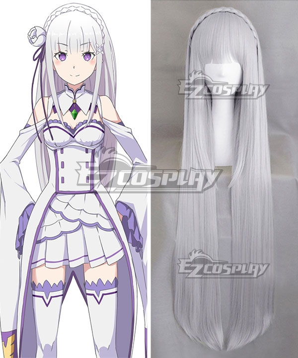 Re: Life In A Different World From Zero Emilia Silver White Cosplay Wig