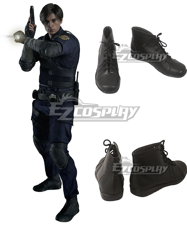 Resident Evil 2 Remake Leon Scott Kennedy Black Cosplay Shoes