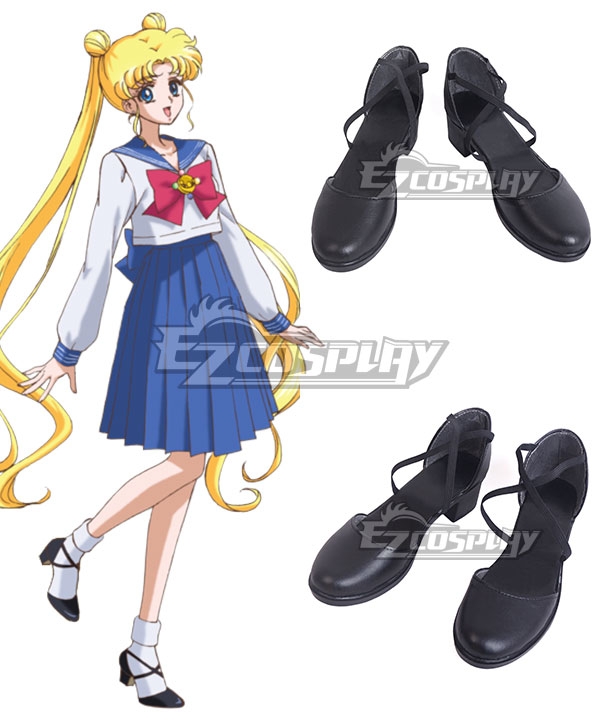 Sailor Moon Tsukino Usagi School Uniform Black Cosplay Shoes