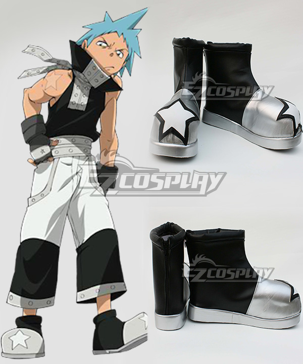 Soul Eater Black Star Black Silver Cosplay Shoes