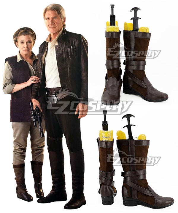 Star Wars Episode 7 The Force Awakens General Leia Organa Brown Shoes Cosplay Boots