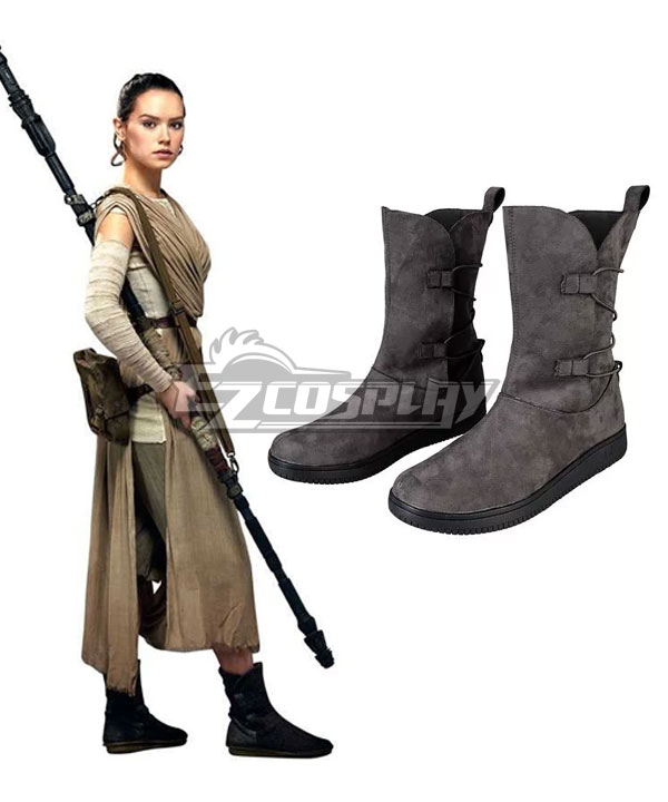 Star Wars: The Force Awakens Rey Deep Brown Shoes Cosplay Boots