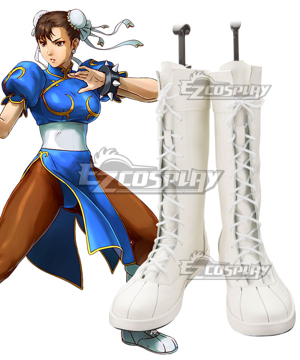 Street Fighter Chun Li White Shoes Cosplay Boots