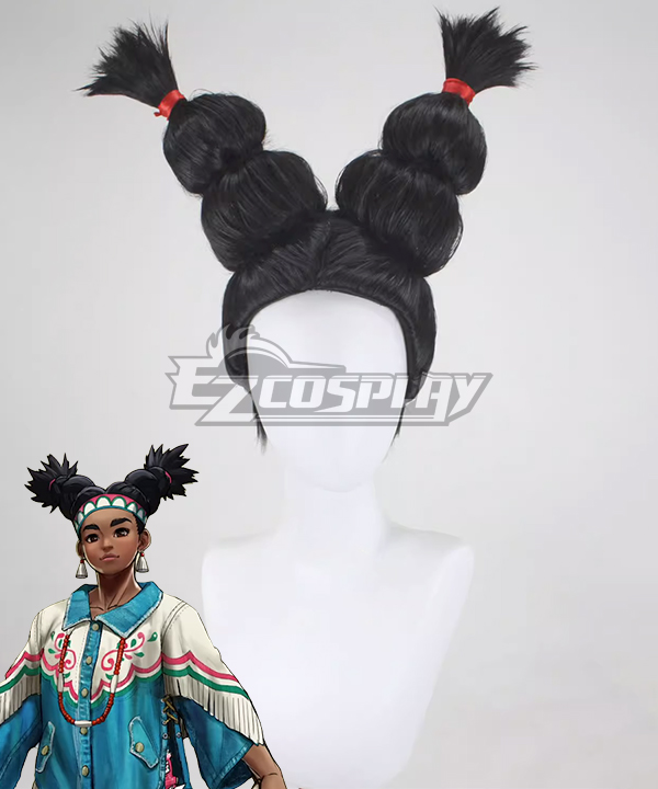 Street Fighter VI Lily Black Cosplay Wig