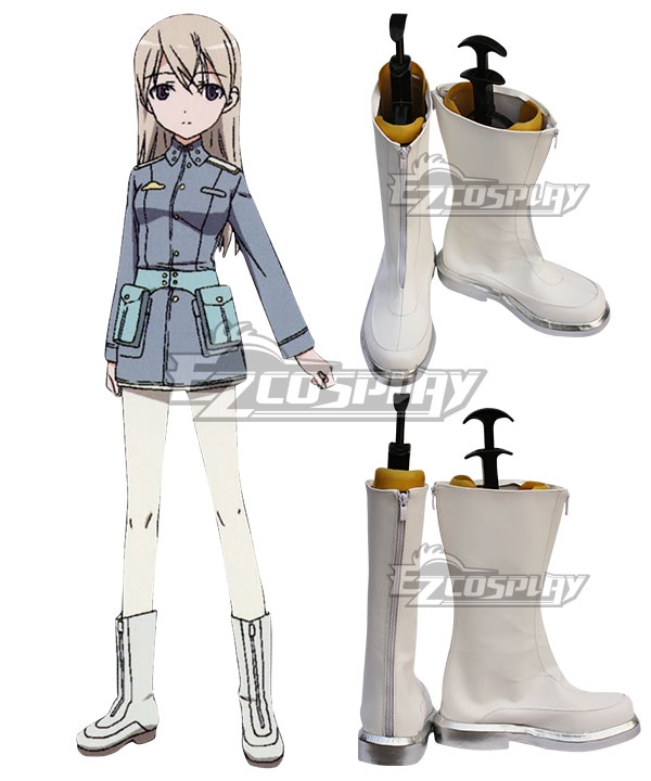 

STRIKE WITCHES Eila·Ilmatar·Juutilainen White Shoes Cosplay Boots