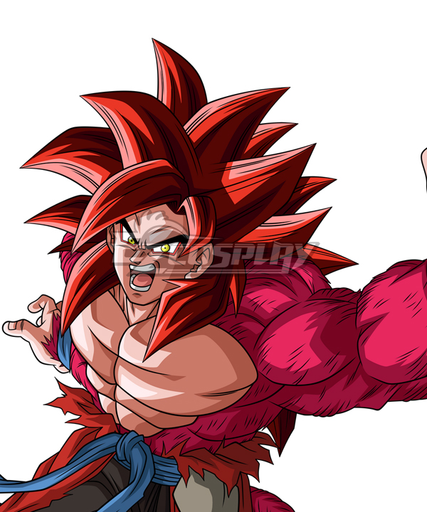 Super Dragon Ball Heroes Son Goku Kakarotto SSJ4 Xeno Limit Breaker Red Cosplay Wig