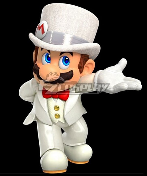 Super Mario Bros Mario White Suit Cosplay Costume