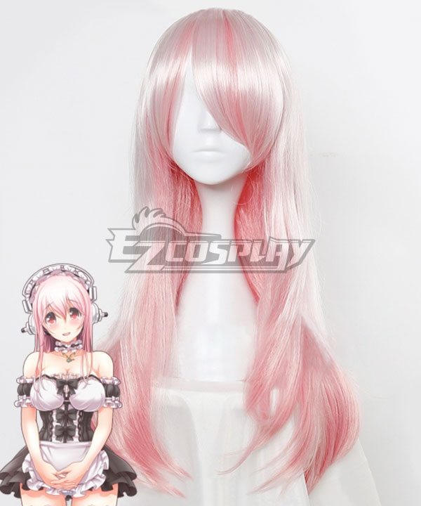SUPERSONICO Super Sonico White Pink Cosplay Wig