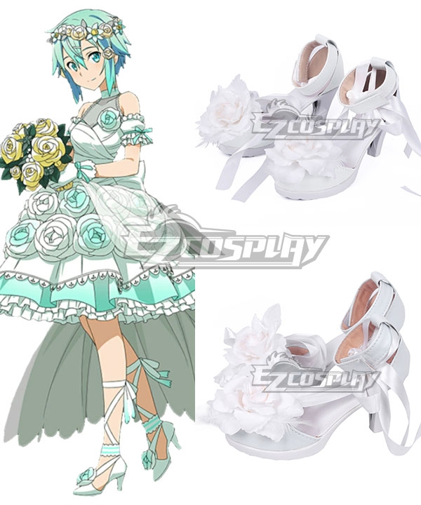 Sword Art Online Asada Shino Wedding White Cosplay Shoes