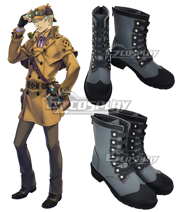 The Great Ace Attorney Chronicles A Most Singular Great Detective Grey Cosplay Shoes