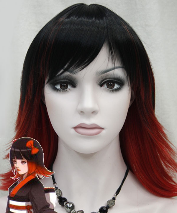 The King of Fighters KOF Ninon Beart Black Red Cosplay Wig