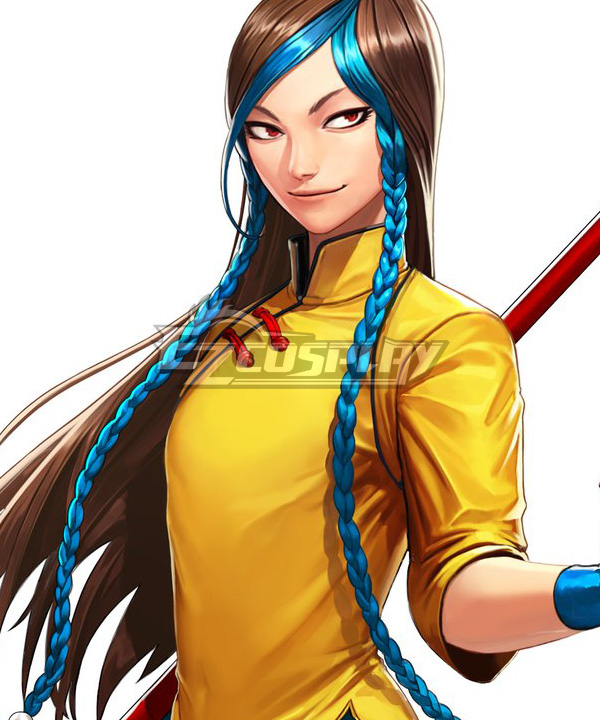 The King Of Fighters XI KOF11 Shion Brown Blue Cosplay Wig