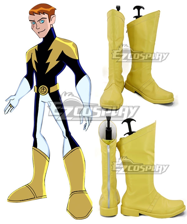 The Legion of Superheroes Lightning Lad Yellow Shoes Cosplay Boots