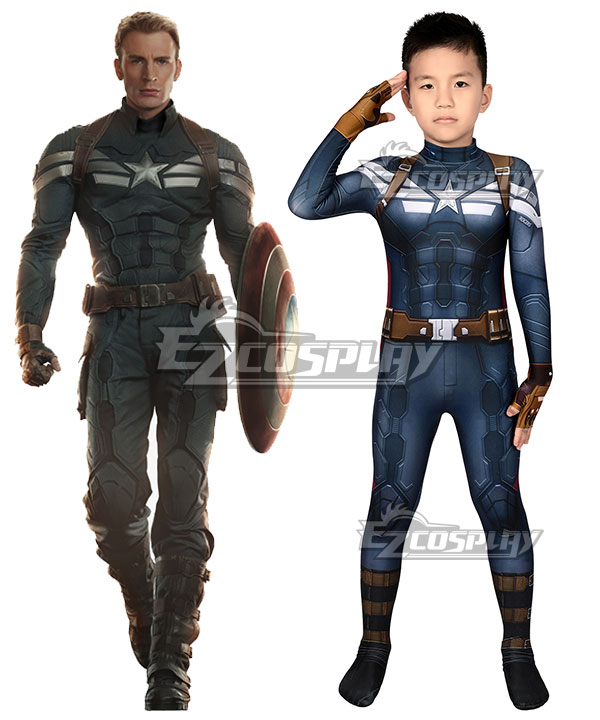 Kids Marvel Captain America The Winter Soldier Steven Rogers Zentai Jumpsuit Cosplay Costume