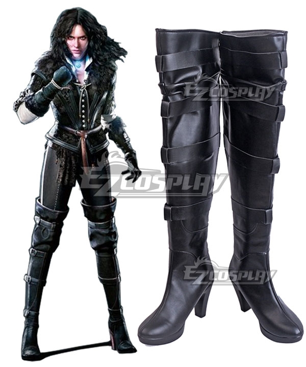 The Witcher 3 Wild Hunt Yennefer Black Shoes Cosplay Boots