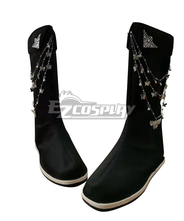 Tian Guan Ci Fu Heaven Official's Blessing Hua Cheng Black Shoes Cosplay Boots - Included Boot chain