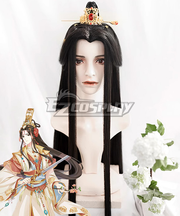 Tian Guan Ci Fu Heaven Official's Blessing  Anime Xianle Crown Prince Flower Crown Martial God Xie Lian Black Cosplay Wig