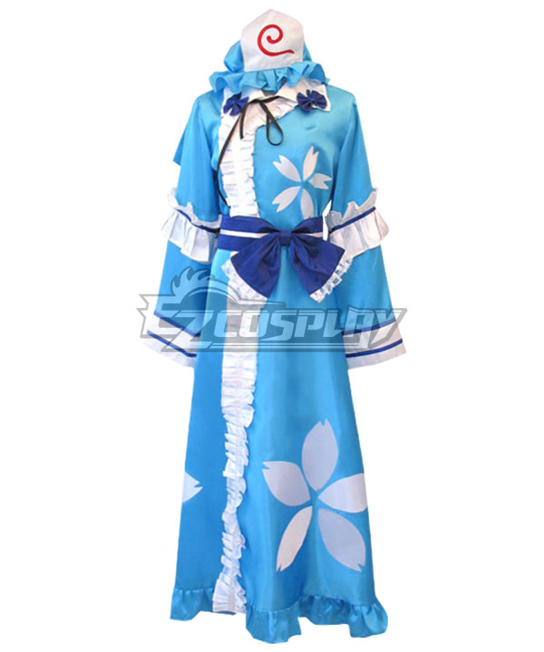 Touhou Project Saigyouji Yuyuko Blue Cosplay Costume