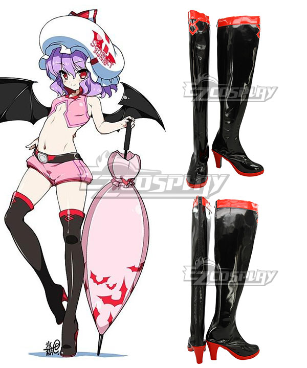 Touhou Project Vampire Remilia Scarlet Racing Black Shoes Cosplay Boots