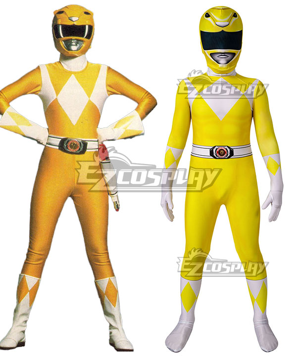 Kids Power Rangers Trini kwan yellow ranger Zentai Jumpsuit Cosplay Costume