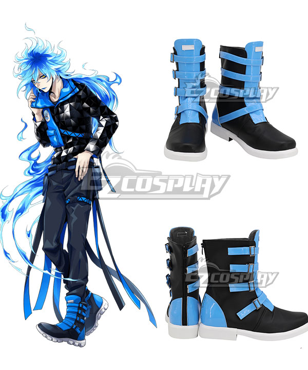 Twisted Wonderland Ignihyde Idia Shroud Blue Black Shoes Cosplay Boots