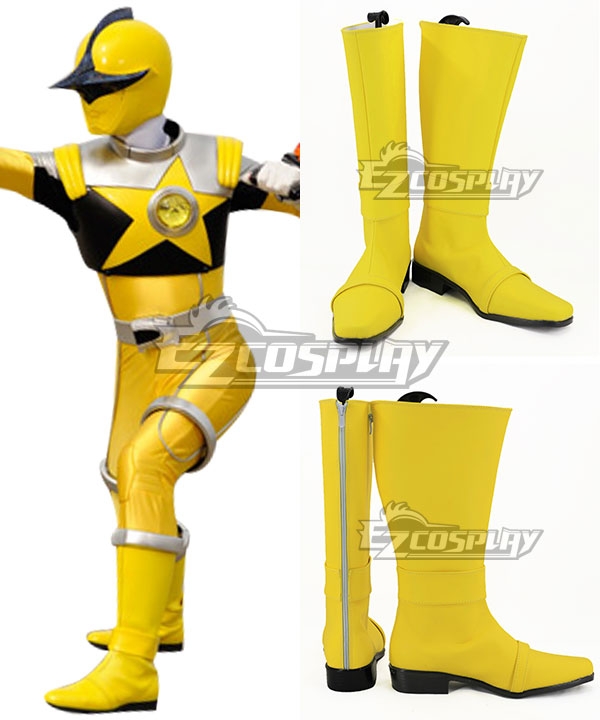 Uchuu Sentai Kyuranger Kajiki Yellow Spada Yellow Shoes Cosplay Boots