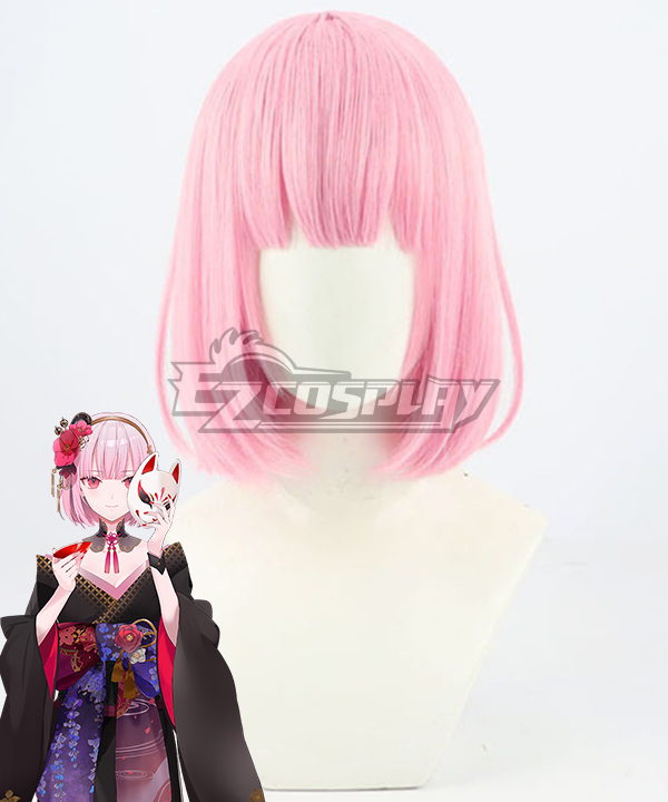 Virtual YouTuber Mori Calliope Kimono Pink Cosplay Wig