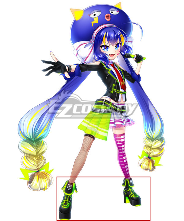 Vocaloid 4 Otomachi Una Spicy Green Black Cosplay Shoes