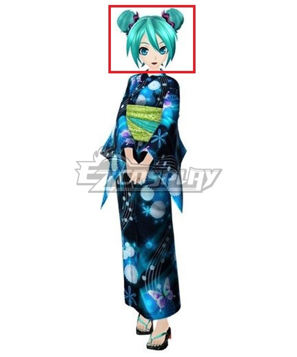 Vocaloid Hatsune Miku Kimono Meatball-like Blue Cosplay Wig