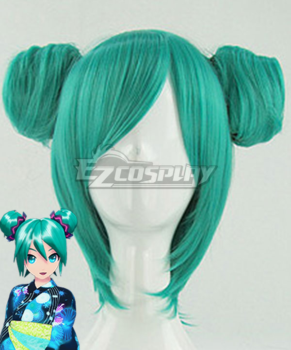 Vocaloid Hatsune Miku Kimono Meatball-like Blue Cosplay Wig