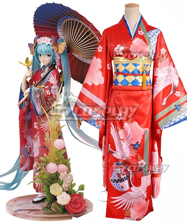 Vocaloid Hatsune Miku Kimono Yukata Cosplay Costume