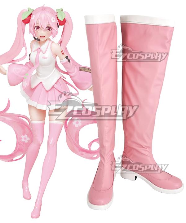 Vocaloid Hatsune Miku Sakura Miku Pink Shoes Cosplay Boots