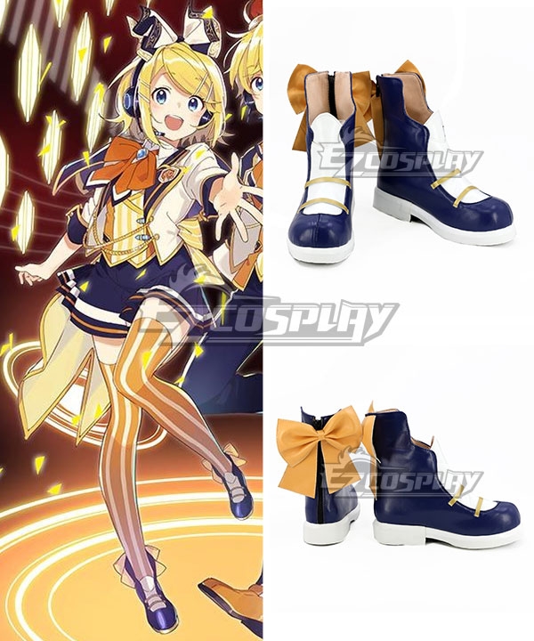 Vocaloid Kagaminext Kagamine Rin 10th Anniversary Blue Shoes Cosplay Boots