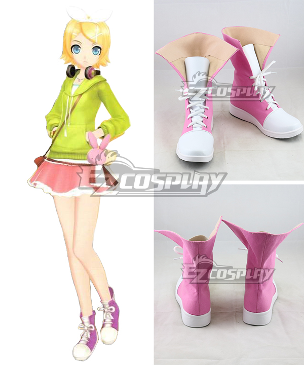 Vocaloid Melancholic Kagamine Rin Pink Cosplay Shoes