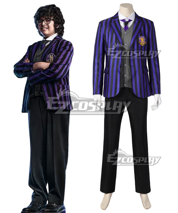 Wednesday (2022 TV Series) Nevermore Academy Uniform Purple Male Cosplay Costume