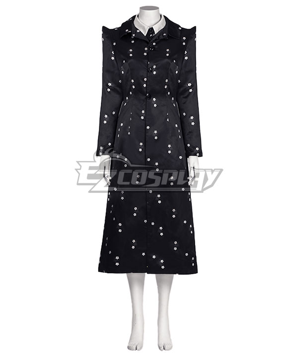 knee length dresses for ladies Addams family costume Halloween Wednesday Addams black print – Blue Zone  Planet main image 0