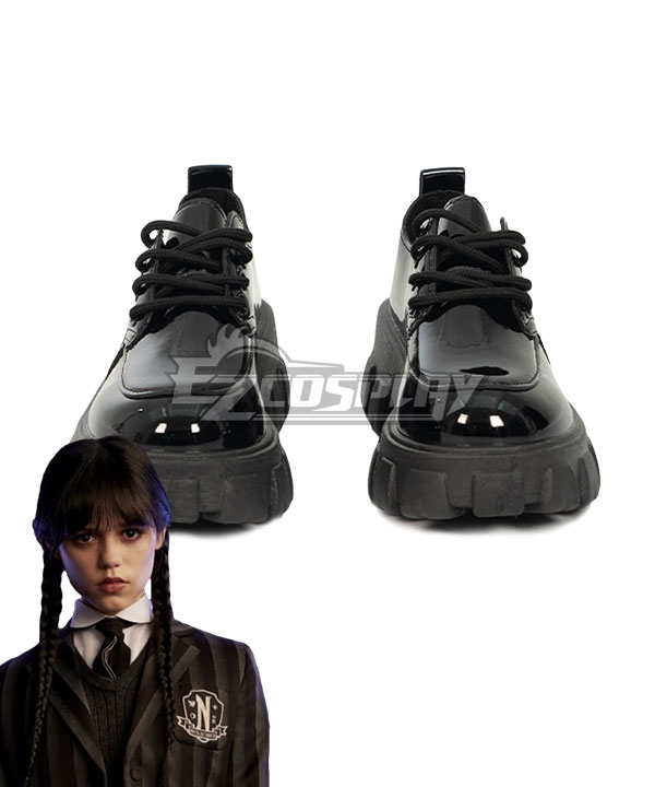 Wednesday The Addams Family (2022 TV Series) Wednesday Black Cosplay Shoes