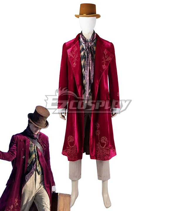 Wonka 2023 Charlie and the Chocolate Factory Willy Wonka Halloween Red Cosplay Costume