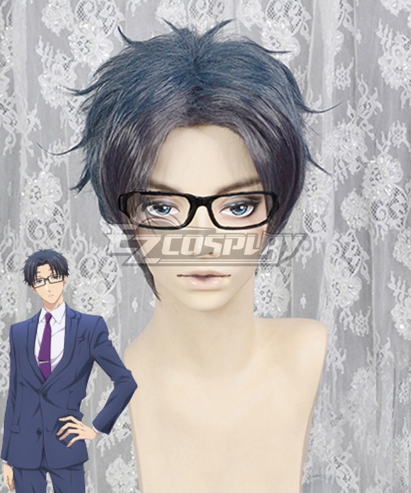 Wotakoi: Love is Hard for Otaku Hirotaka Nifuji Blue Black Cosplay Wig