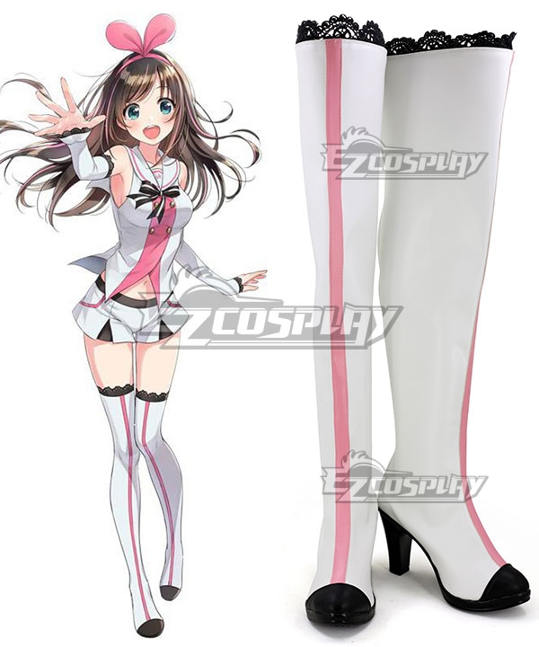 YouTuber Kizuna AI A.I.Channel A.I.Games White Pink Shoes Cosplay Boots