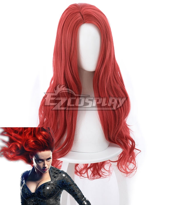 DC Aquaman 2018 Movie Mera Red Long Curls Cosplay Wig - 405F