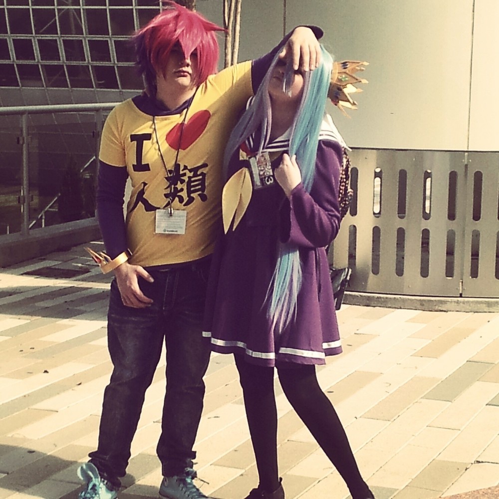 this is my best friends and my shiro and sora cosplay from no game no life. we cosplayed this together for Izumicon this fall.